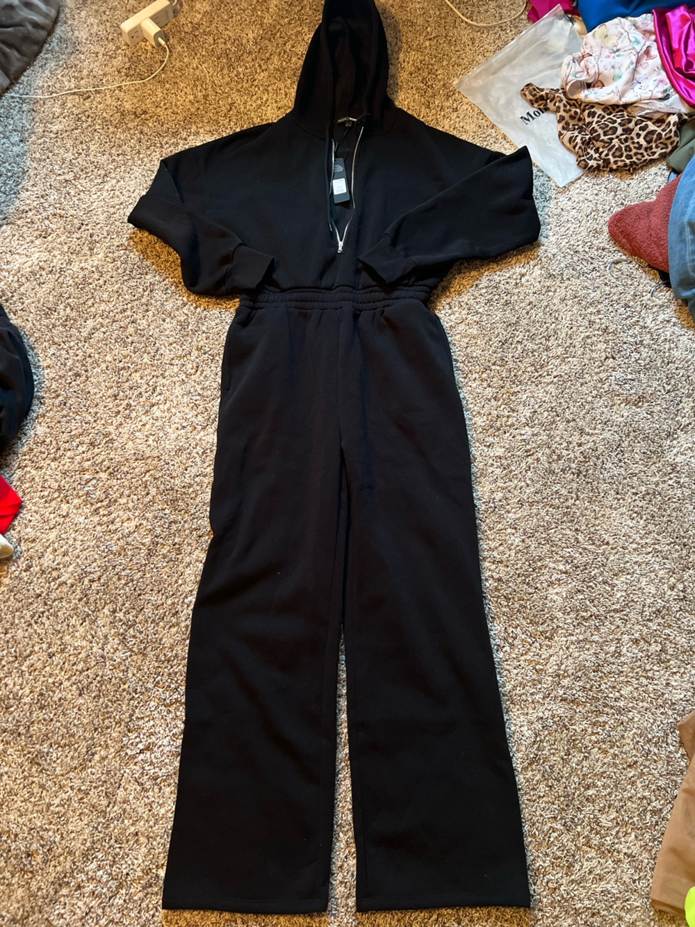 Fashion Nova Black Short-Sleeve Jumpsuit